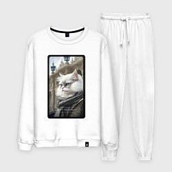 Костюм хлопковый мужской Санкт-Петербург котик, цвет: белый