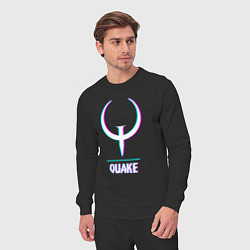 Костюм хлопковый мужской Quake в стиле glitch и баги графики, цвет: черный — фото 2