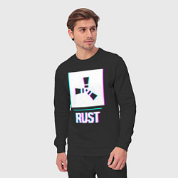 Костюм хлопковый мужской Rust в стиле glitch и баги графики, цвет: черный — фото 2