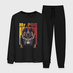 Костюм хлопковый мужской Mr pug, цвет: черный