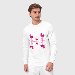 Костюм хлопковый мужской Шесть розовых фламинго, цвет: белый — фото 2