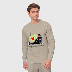 Костюм хлопковый мужской Тэхен модник, цвет: миндальный — фото 2