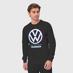 Костюм хлопковый мужской Значок Volkswagen в стиле glitch, цвет: черный — фото 2