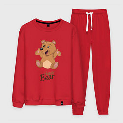 Костюм хлопковый мужской Bear happy, цвет: красный