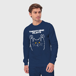 Костюм хлопковый мужской Twenty One Pilots rock cat, цвет: тёмно-синий — фото 2