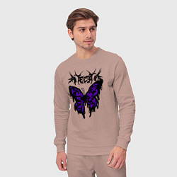 Костюм хлопковый мужской Gothic black butterfly, цвет: пыльно-розовый — фото 2