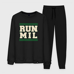 Костюм хлопковый мужской Run Milwaukee Bucks, цвет: черный