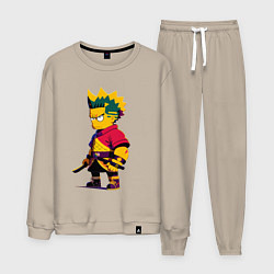 Костюм хлопковый мужской Bart Simpson samurai - neural network, цвет: миндальный