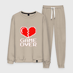 Костюм хлопковый мужской Game Over на красном фоне, цвет: миндальный