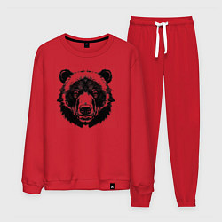 Костюм хлопковый мужской Чернильный медведь, цвет: красный