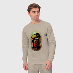 Костюм хлопковый мужской Такса Волшебник колдует, цвет: миндальный — фото 2