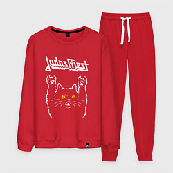 Костюм хлопковый мужской Judas Priest rock cat, цвет: красный