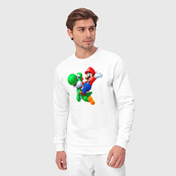 Костюм хлопковый мужской Марио на Йоши, цвет: белый — фото 2
