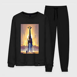 Костюм хлопковый мужской Жираф в большом городе - фантазия - Нью-Йорк, цвет: черный