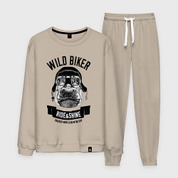 Костюм хлопковый мужской Бегемот дикий байкер, цвет: миндальный