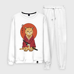 Костюм хлопковый мужской Samurai kimono cat, цвет: белый