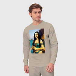 Костюм хлопковый мужской Мона Лиза на пляже - Биарриц - Франция, цвет: миндальный — фото 2