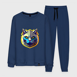 Костюм хлопковый мужской Кот рыцарь, цвет: тёмно-синий