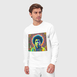 Костюм хлопковый мужской Jimi Hendrix Magic Glitch Art, цвет: белый — фото 2