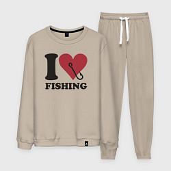 Костюм хлопковый мужской I love fishing, цвет: миндальный