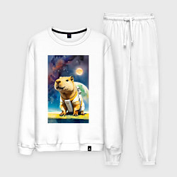 Костюм хлопковый мужской Capybara brave astronaut - neural network, цвет: белый