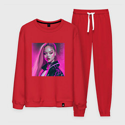 Костюм хлопковый мужской Blackpink Lisa аниме рисунок, цвет: красный