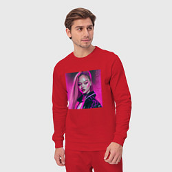 Костюм хлопковый мужской Blackpink Lisa аниме рисунок, цвет: красный — фото 2