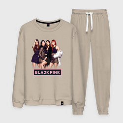 Костюм хлопковый мужской Rose Blackpink kpop, цвет: миндальный