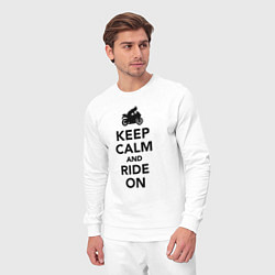 Костюм хлопковый мужской Keep calm and ride on, цвет: белый — фото 2