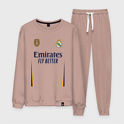 Костюм хлопковый мужской Реал Мадрид форма 2324 домашняя, цвет: пыльно-розовый