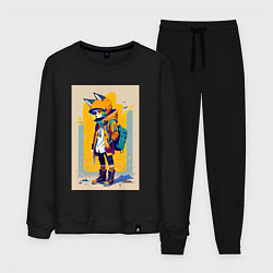 Костюм хлопковый мужской Fox cub - urban style - neural network, цвет: черный