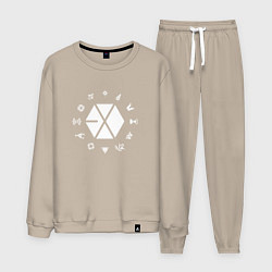 Костюм хлопковый мужской Logo EXO, цвет: миндальный