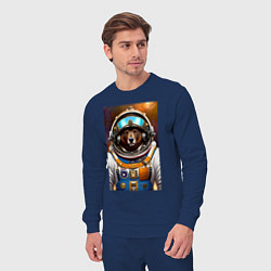 Костюм хлопковый мужской Bear cool astronaut - neural network, цвет: тёмно-синий — фото 2