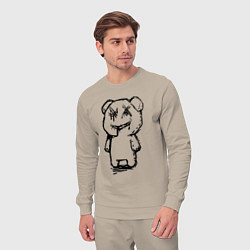 Костюм хлопковый мужской Smile bear - minimalism, цвет: миндальный — фото 2