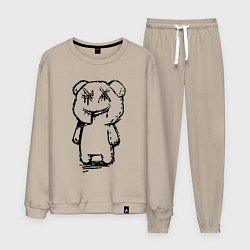 Костюм хлопковый мужской Smile bear - minimalism, цвет: миндальный