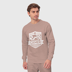 Костюм хлопковый мужской Old gamer badge, цвет: пыльно-розовый — фото 2
