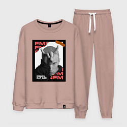 Костюм хлопковый мужской Rap god, цвет: пыльно-розовый