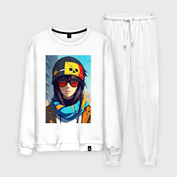 Костюм хлопковый мужской Городская девчонка - поп-арт, цвет: белый