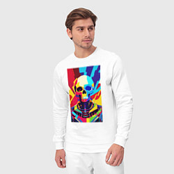 Костюм хлопковый мужской Pop art skull, цвет: белый — фото 2