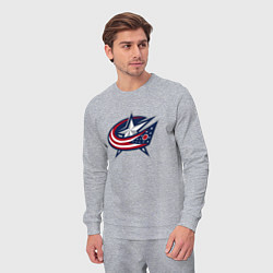 Костюм хлопковый мужской Columbus blue jackets - hockey team - emblem, цвет: меланж — фото 2