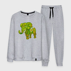 Костюм хлопковый мужской Зелёный слон, цвет: меланж