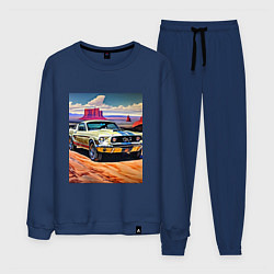 Костюм хлопковый мужской Авто Мустанг, цвет: тёмно-синий