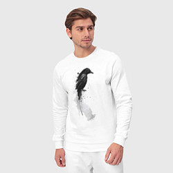 Костюм хлопковый мужской Ворон акварель, цвет: белый — фото 2