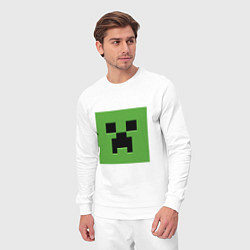 Костюм хлопковый мужской Minecraft creeper face, цвет: белый — фото 2