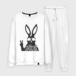 Костюм хлопковый мужской Stay cool rabbit, цвет: белый