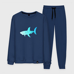 Костюм хлопковый мужской Акула лазурный градиент цвета моря, цвет: тёмно-синий
