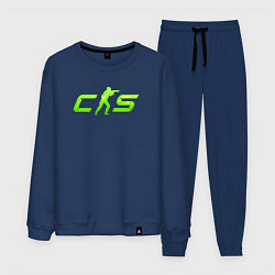 Костюм хлопковый мужской CS2 green logo, цвет: тёмно-синий