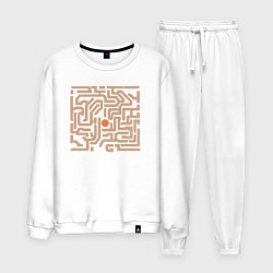 Костюм хлопковый мужской Лабиринт- головоломка цель, цвет: белый