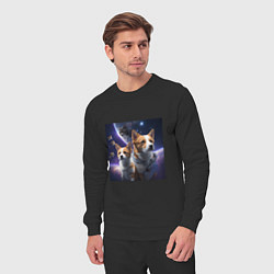 Костюм хлопковый мужской Dogs and cats in space, цвет: черный — фото 2