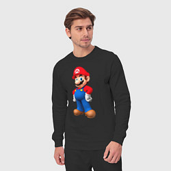 Костюм хлопковый мужской Марио стоит, цвет: черный — фото 2